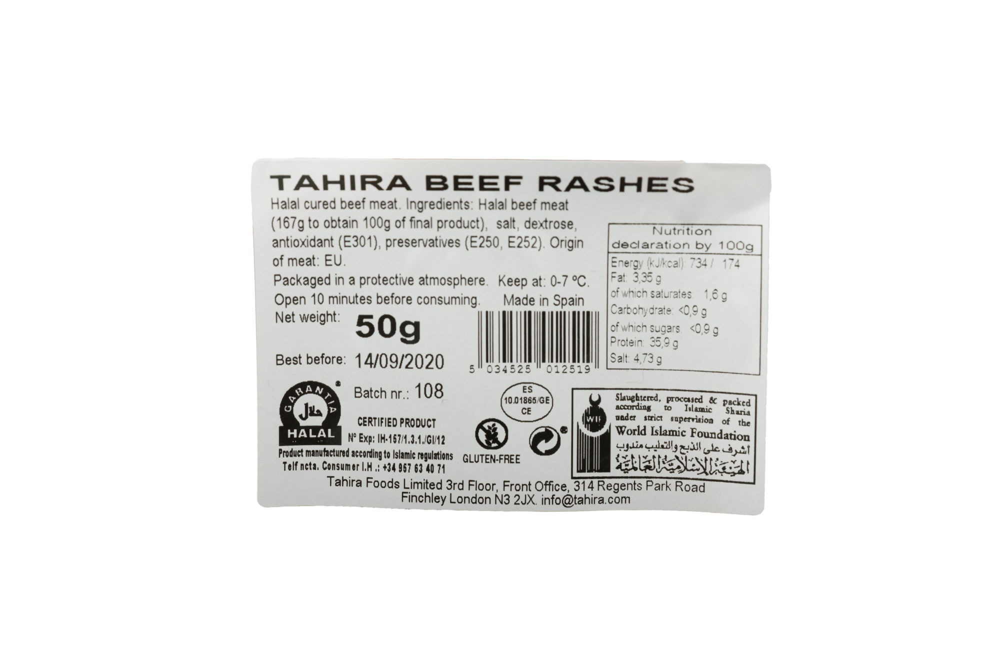 Tahira Beef Rashers Tahira Foods
